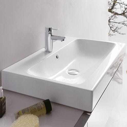 GEBERIT ICON umývadlo na dosku 75 cm, s otvorom pre batériu a prepadom 124575000 Obrázek - fotka