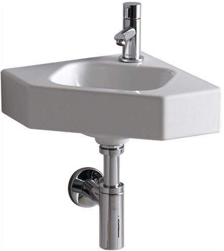GEBERIT ICON umývadielko rohové 46 cm, s otvorom pre batériu, bez prepadu 124729000 Obrázek - fotka