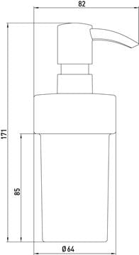 CONCEPT 100 dávkovač tekutého mydla, bez držiaka, plast, chróm 002-1170 Technický nákres