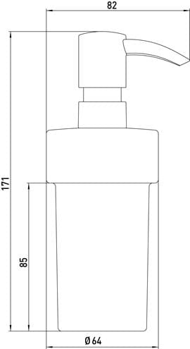 CONCEPT 100 dávkovač tekutého mydla, bez držiaka, plast, chróm 002-1170 Technický nákres