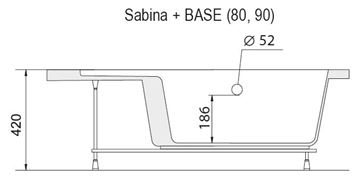 RAVAK SABINA 90 panel 900mm, biela A917001020 Technický nákres
