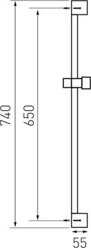 NOVASERVIS sprchová tyč 740 mm s držiakom, chróm RAIL858,0 Technický nákres