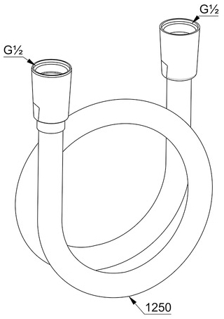 KLUDI SUPARAFLEX sprchová hadica 1250mm, DN15, obalená umelou hmotou, čierna 6107139-00 Technický nákres