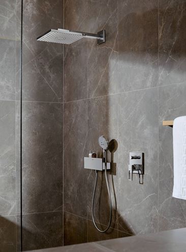 HANSGROHE RAINDANCE E 300 1JET horná sprcha 300x300 mm, s ramenom, matná biela 26238700 Obrázek - fotka