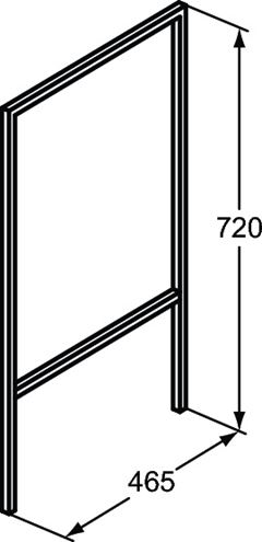 IDEAL STANDARD ADAPTO podporné nohy k rámu 465x720mm, tmavo šedá U8599FY Technický nákres