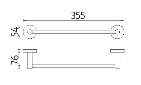 NIMCO UNIX držiak uteráka 355 mm, nerez UNM 13035-10 Technický nákres