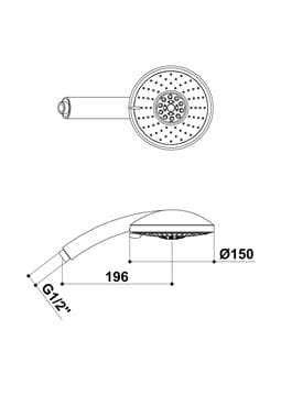 RAF NEW GALA SR706 ručná sprcha pr. 150 mm, 3 prúdy, chróm SR706 Technický nákres