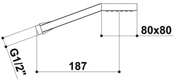 RAF ručná sprcha 80x80 mm, chróm SR738 Technický nákres