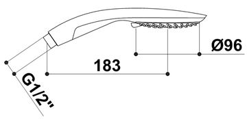 RAF ručná sprcha pr. 96 mm, 3 prúdy, chróm SR742 Technický nákres