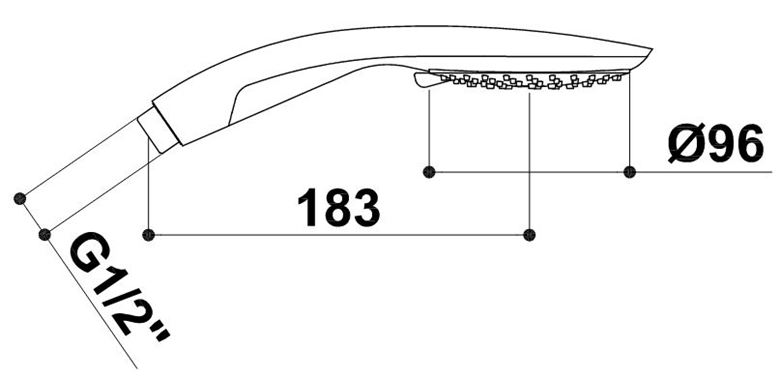 RAF ručná sprcha pr. 96 mm, 3 prúdy, chróm SR742 Technický nákres