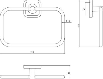 CONCEPT 100 držiak uteráka 210 mm, chróm 002-1174 Technický nákres