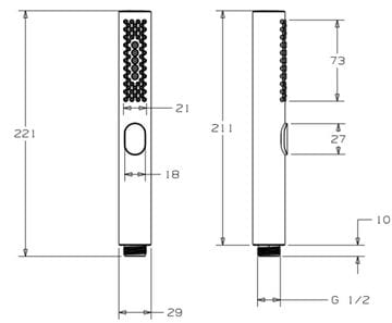 CONCEPT 300 ručná sprcha 221 mm, 2 prúdy, chróm PM06034CH/CO Technický nákres
