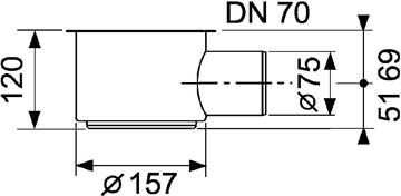 CONCEPT 200 sifón DN75, pre podlahový žľab, bočný odpad 650002620 Technický nákres