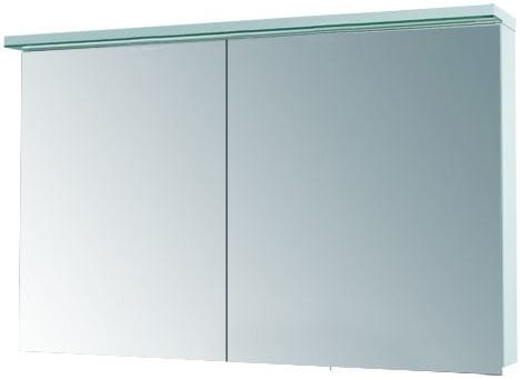 DŘEVOJAS ASTON GA2OE 120 zrkadlová skrinka 120x76,5x21 cm, osvetlenie, s vypínačom a el. zásuvkou, lamino, lesklá biela