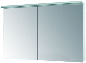 DŘEVOJAS ASTON GA2OE 120 zrkadlová skrinka 120x76,5x21 cm, osvetlenie, s vypínačom a el. zásuvkou, lamino, lesklá biela