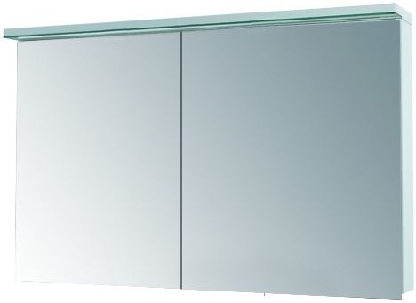 DŘEVOJAS ASTON GA2OE 120 zrkadlová skrinka 120x76,5x21 cm, osvetlenie, s vypínačom a el. zásuvkou, lamino, lesklá biela 79355 Obrázek - Hlavní obrázek