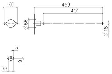 DORNBRACHT TARA držiak uterákov 459 mm, dvojramenný, chróm 83 210 892-00 Technický nákres