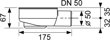 CONCEPT 200 nízky sifón DN50, pre podlahový žľab, bočný odpad 650000620 Technický nákres