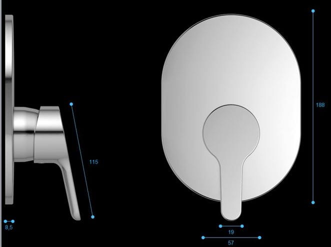 CONCEPT E50 vaňová podomietková batéria, s prepínačom, s telesom, chróm A 6687 AA Technický nákres