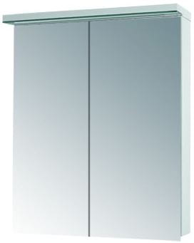 DŘEVOJAS ASTON GA2OE 60 zrkadlová skrinka 60x76,5x21 cm, osvetlenie, s vypínačom a el. zásuvkou, lamino, lesklá biela