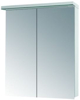DŘEVOJAS ASTON GA2OE 60 zrkadlová skrinka 60x76,5x21 cm, osvetlenie, s vypínačom a el. zásuvkou, lamino, lesklá biela