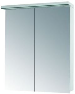 DŘEVOJAS ASTON GA2OE 60 zrkadlová skrinka 60x76,5x21 cm, osvetlenie, s vypínačom a el. zásuvkou, lamino, lesklá biela