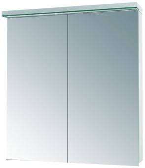 DŘEVOJAS ASTON GA2OE 80 zrkadlová skrinka 80x76,5x21 cm, osvetlenie, s vypínačom a el. zásuvkou, lamino, lesklá biela