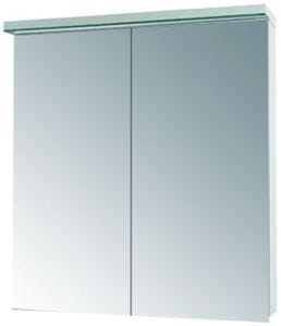 DŘEVOJAS ASTON GA2OE 80 zrkadlová skrinka 80x76,5x21 cm, osvetlenie, s vypínačom a el. zásuvkou, lamino, lesklá biela