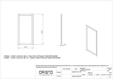 CONCEPT RETRO zrkadlo 40x80 cm OR47-L-RAOO-40-10 Technický nákres