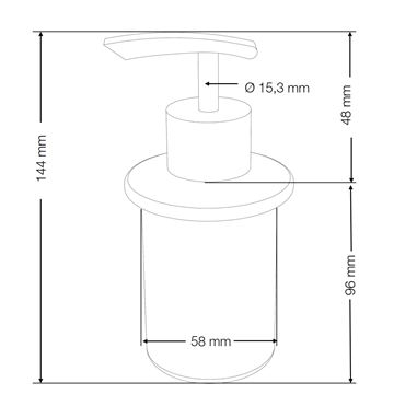 CONCEPT 100 dávkovač tekutého mydla 130 ml, sklo, chróm 400909 Technický nákres