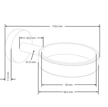 CONCEPT 100 univerzálny držiak, nástenný, chróm 400917 Technický nákres