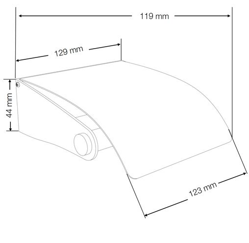CONCEPT 100 držiak toaletného papiera 123mm s krytom a rolkou, nástenný, chróm vysoký lesk 400929 Technický nákres