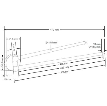 CONCEPT 100 držiak uterákov 470 mm, dvojramenný, otočný, chróm 400901 Technický nákres