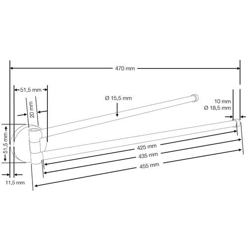 CONCEPT 100 držiak uterákov 470 mm, dvojramenný, otočný, chróm 400901 Technický nákres