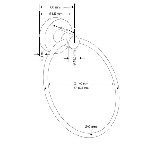 CONCEPT 100 držiak uteráka 158 mm, matná čierna 401003 Technický nákres