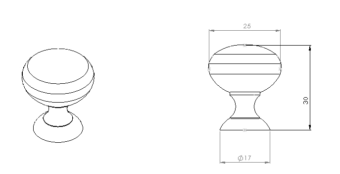 CONCEPT RETRO úchytka 30mm, kryštál OR47-A-U-3-97 Technický nákres