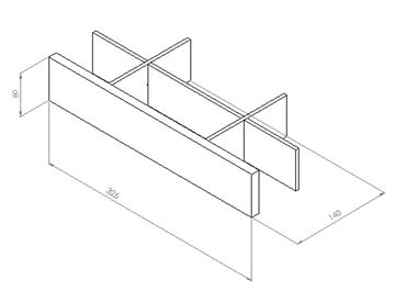 CONCEPT RETRO organizér 326x140x60mm, prírodný dub OR00-A-OR-15-80 Technický nákres