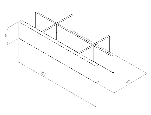 CONCEPT RETRO organizér 326x140x60mm, prírodný dub OR00-A-OR-15-80 Technický nákres