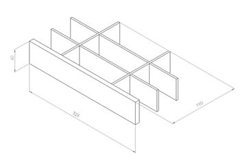 CONCEPT RETRO organizér 326x190x60mm, prírodný dub OR00-A-OR-20-80 Technický nákres