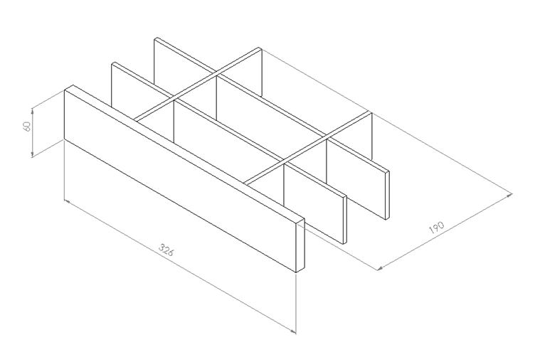 CONCEPT RETRO organizér 326x190x60mm, prírodný dub OR00-A-OR-20-80 Technický nákres