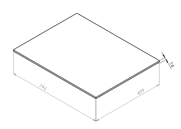 CONCEPT RETRO doska pod umývadlo 79,6x45,9x1,6 cm, antracit gloss OR00-BU-80-5 Technický nákres