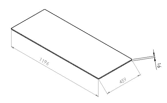 CONCEPT RETRO doska pod umývadlo 119,6x45,9x1,6 cm, matná biela OR00-BU-120-2 Technický nákres