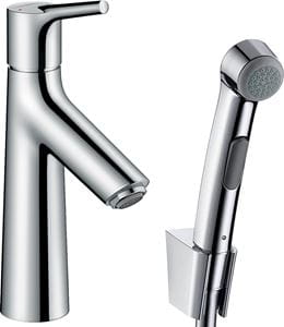 HANSGROHE TALIS S umývadlová stojanková batéria, s odtokovou súpravou a bidetovou sprškou, EcoSmart, chróm