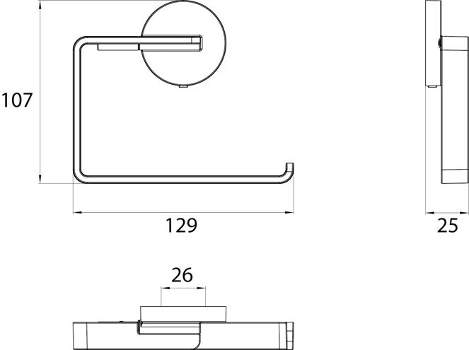 CONCEPT 200 držiak toaletného papiera, nástenný, chróm 010-8396 Technický nákres