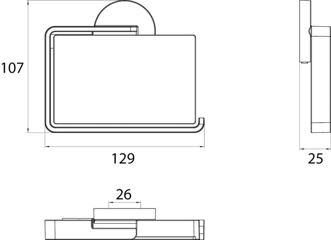 CONCEPT 200 držiak toaletného papiera s krytom, nástenný, chróm 010-8395 Technický nákres