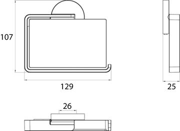 CONCEPT 200 držiak toaletného papiera s krytom, nástenný, chróm 010-8395 Technický nákres