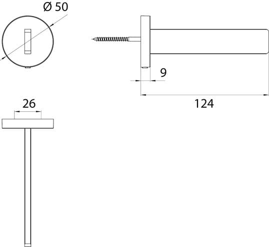 CONCEPT 200 držiak toaletného papiera, nástenný, chróm 010-8397 Technický nákres