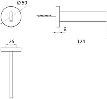 CONCEPT 200 držiak toaletného papiera, nástenný, chróm 010-8397 Technický nákres