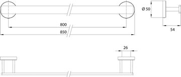 CONCEPT 200 držiak uteráka 850 mm, chróm 010-8408 Technický nákres