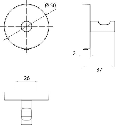 CONCEPT 200 háčik na uterák, chróm 010-8405 Technický nákres